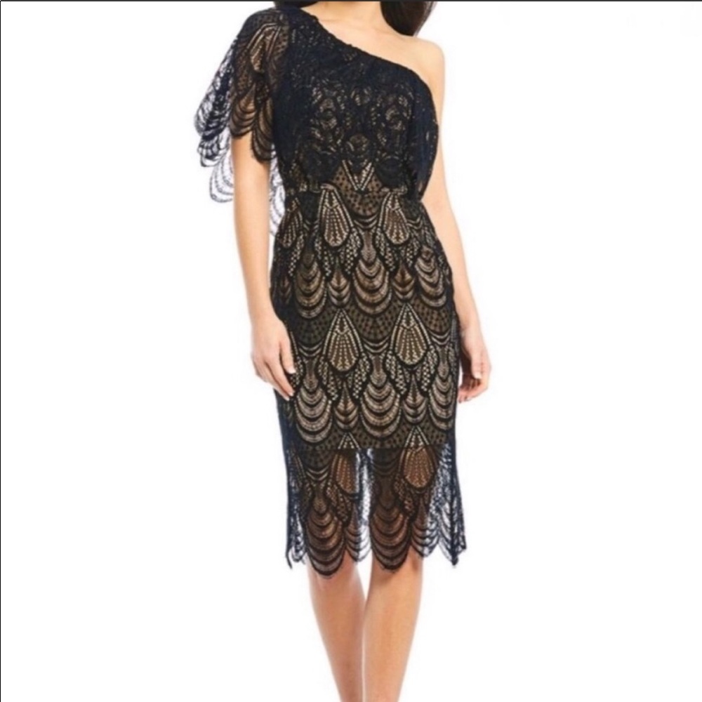 One Shoulder Black Lace Dress